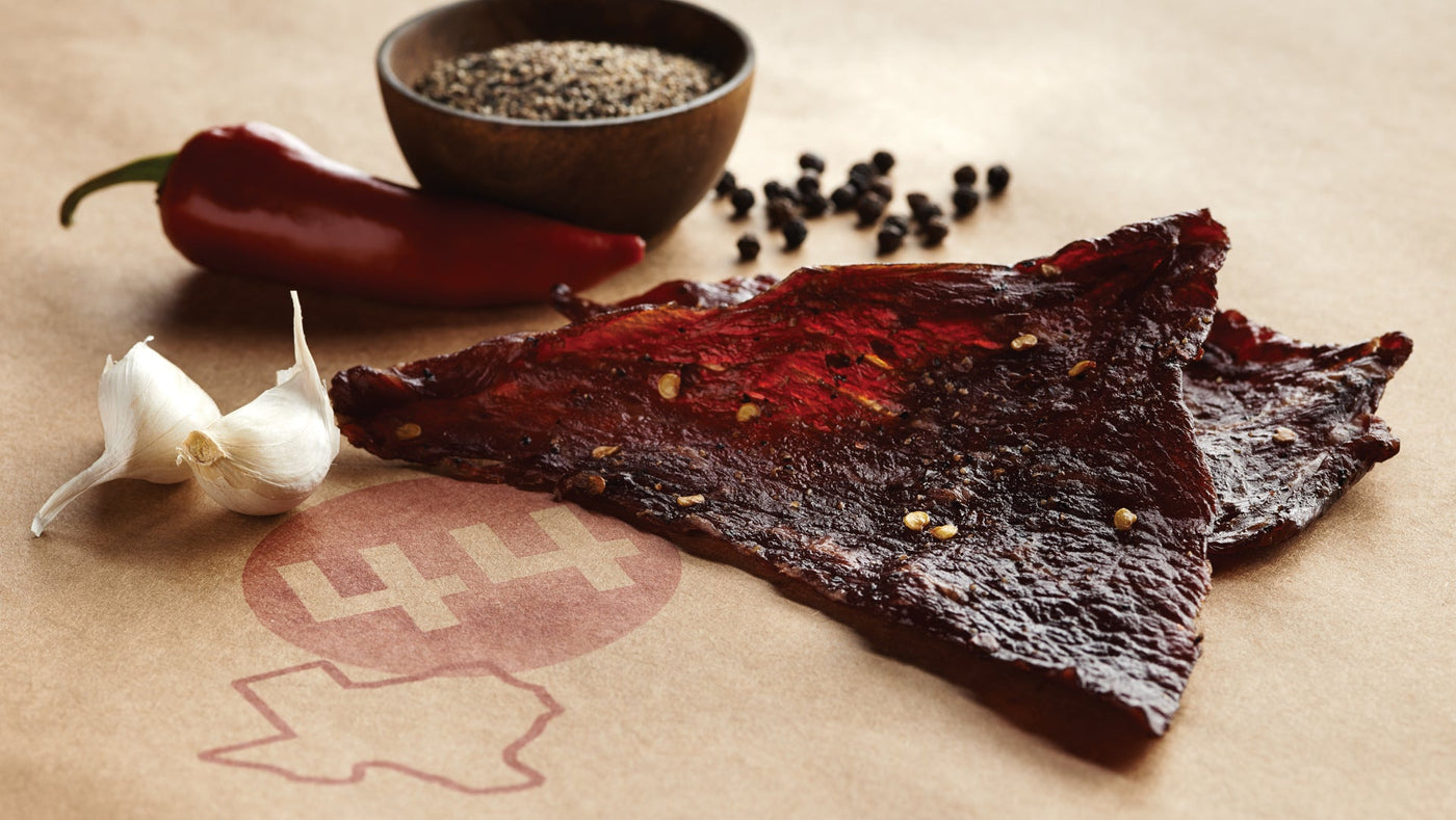delicious 44 Farms beef jerky with seasoning 